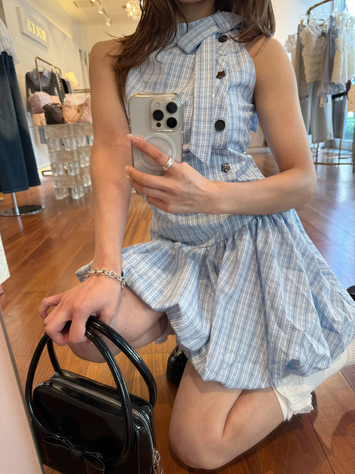 plaid balloon mini one piece