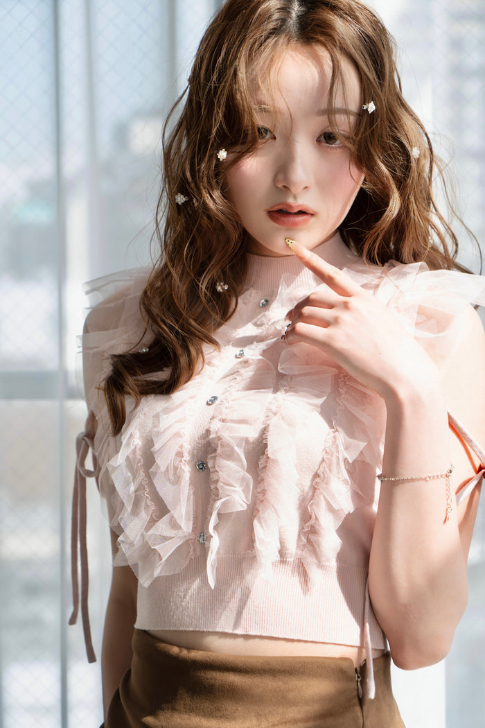 【予約】bijou tulle sleeveless knit