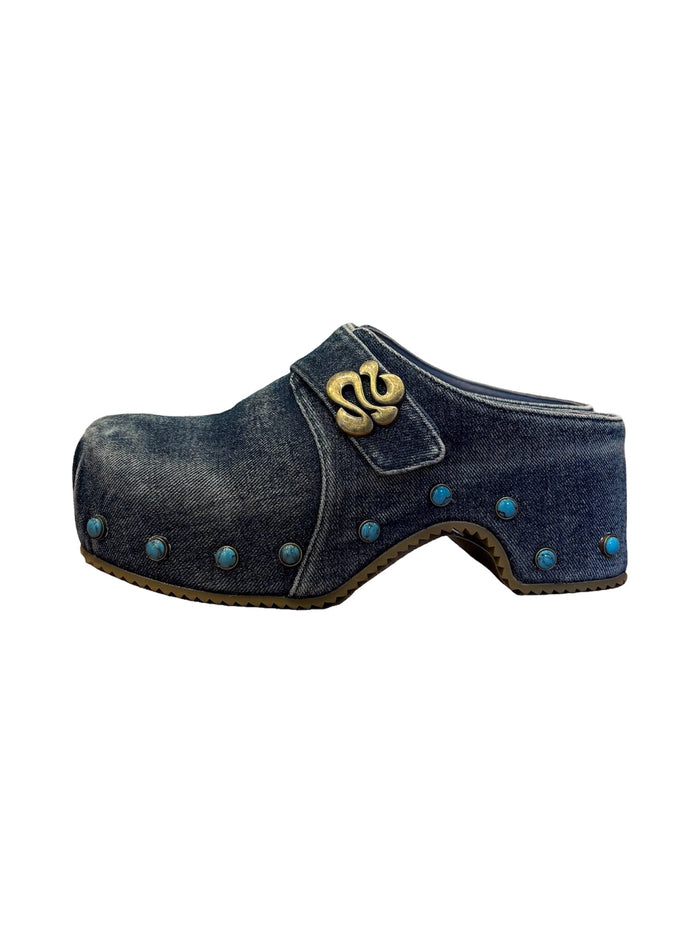 denim sabot sandals