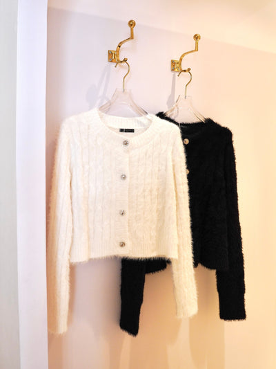 shaggy knit cardigan