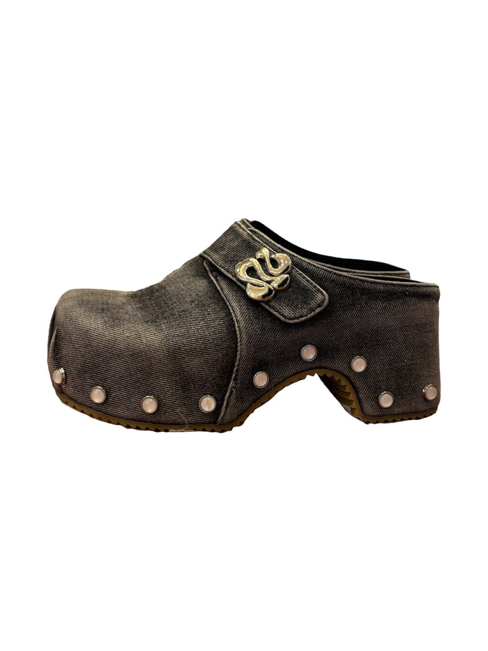 denim sabot sandals