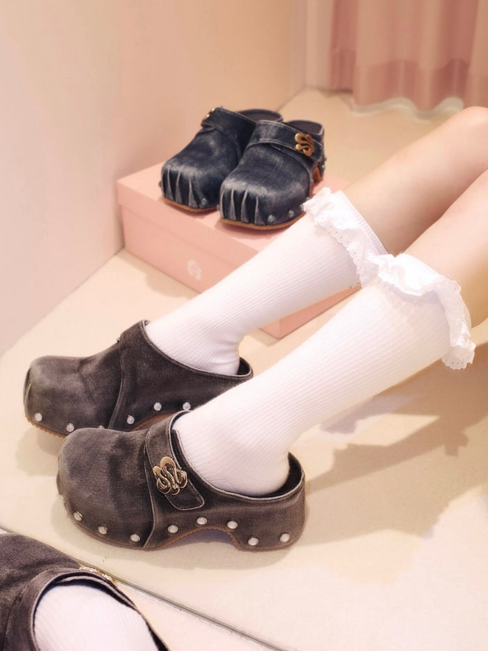 denim sabot sandals