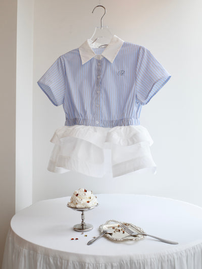 peplum frill stripe shirt
