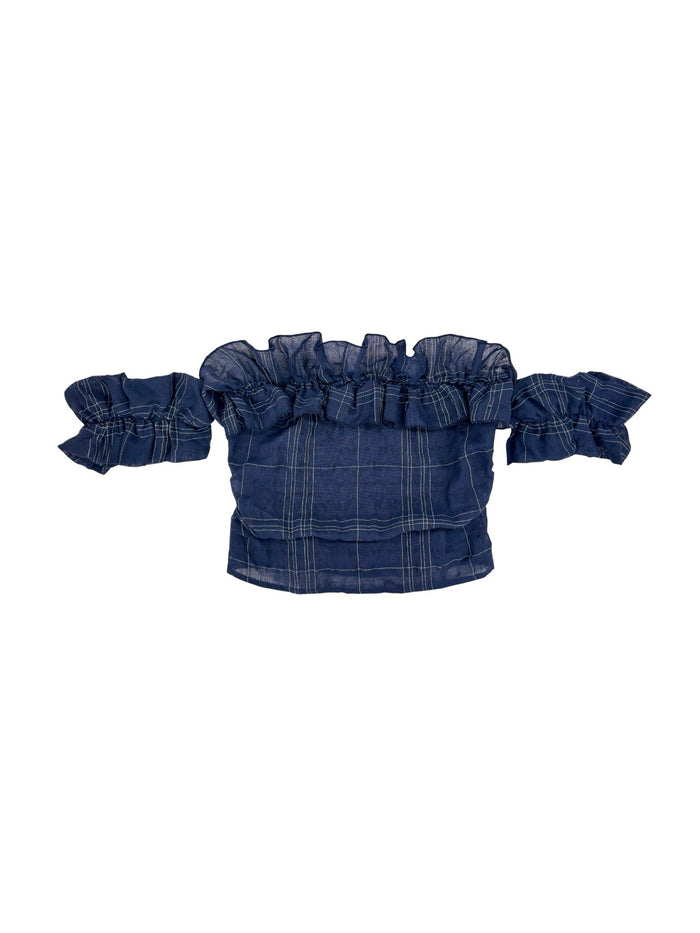 plaid frill top
