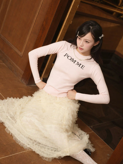 POMME logo pearl charm knit