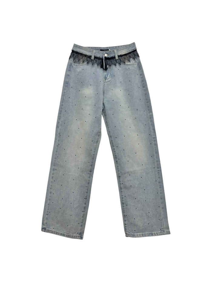 waist lace bijou denim
