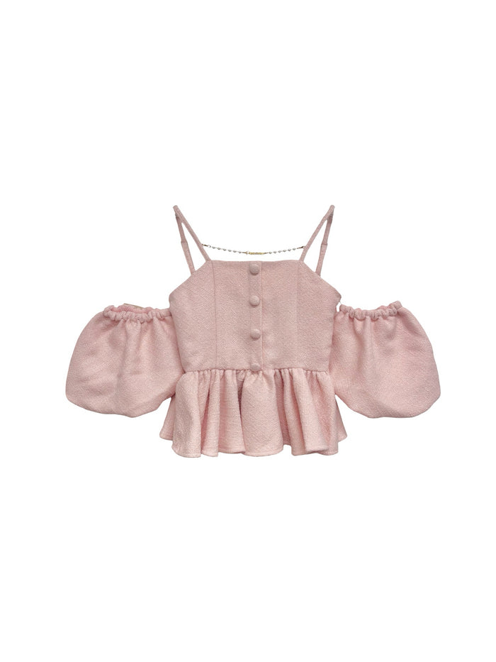 POMME charm peplum tweed top