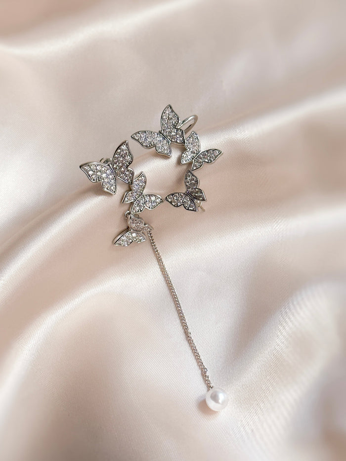 bijou butterfly asymmetry pierce/earring