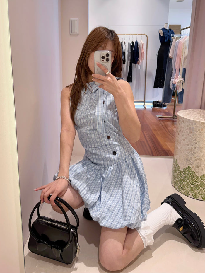 plaid balloon mini one piece