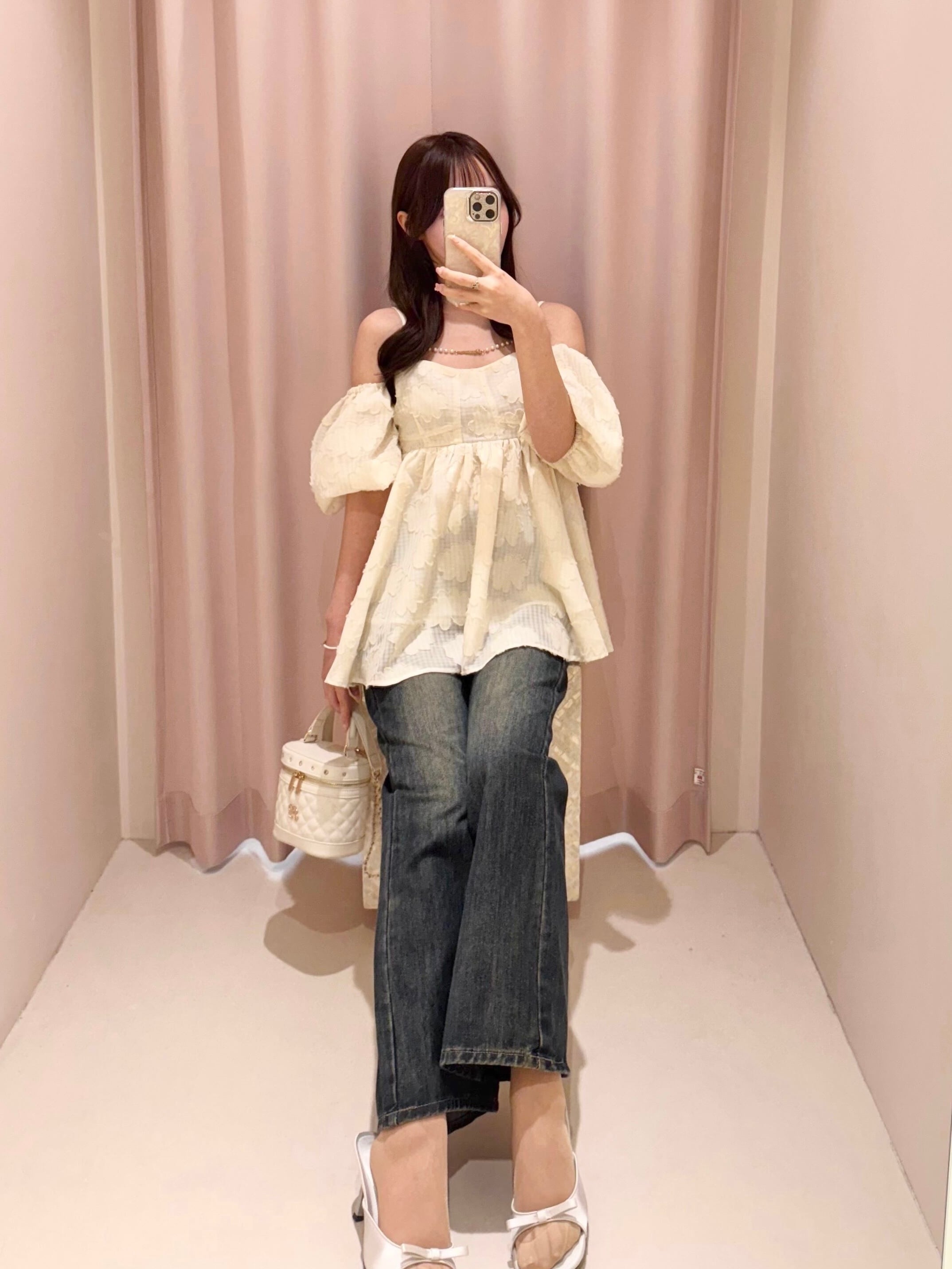 POMME charm jacquard peplum tops アイボリー POMME charm jacquard peplum tops – ROUGE by POMME d'amour