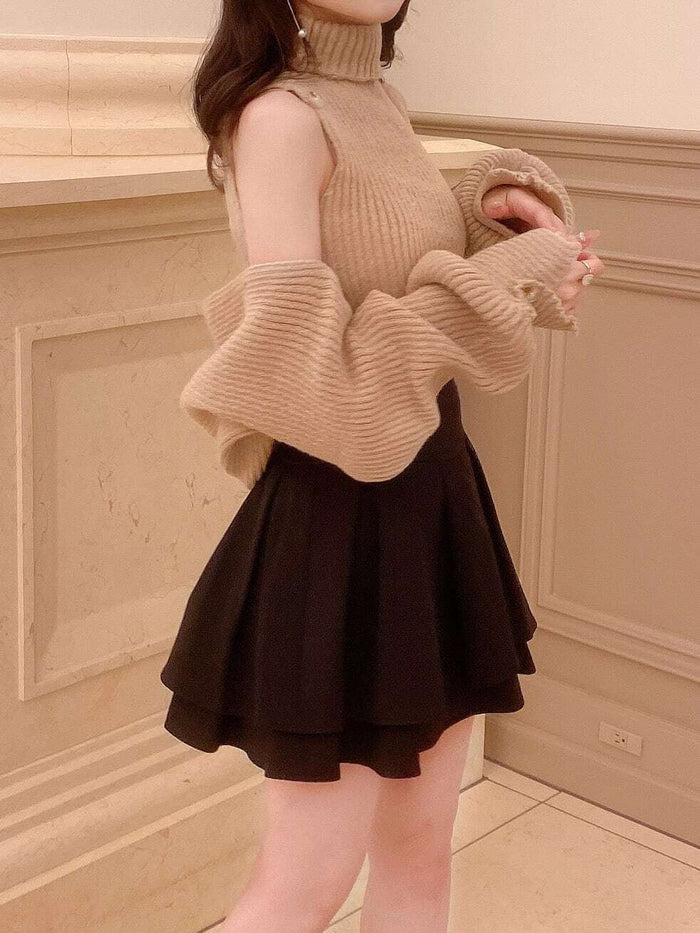off shoulder ensemble knit