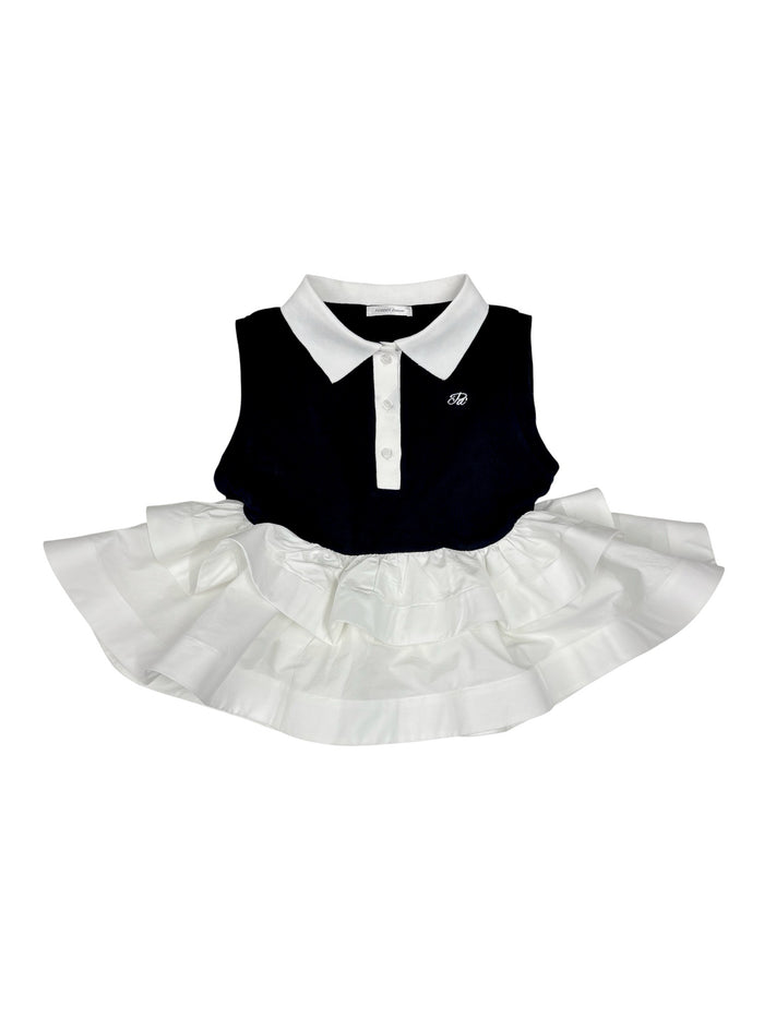 peplum frill sleeveless polo