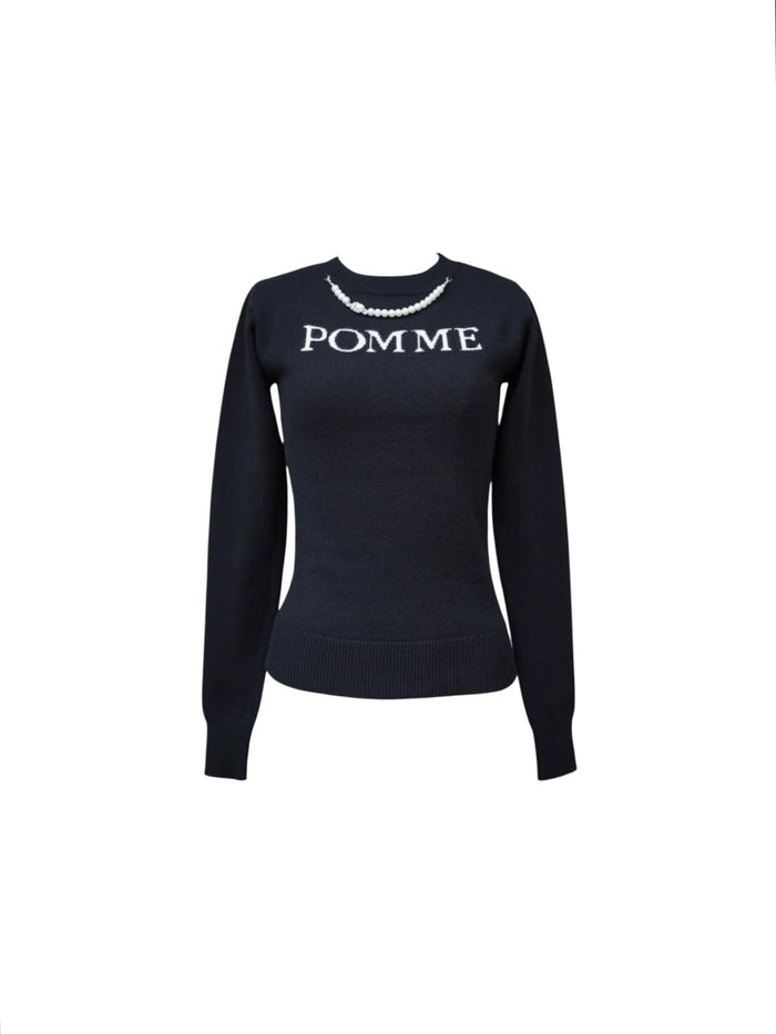 POMME logo pearl charm knit