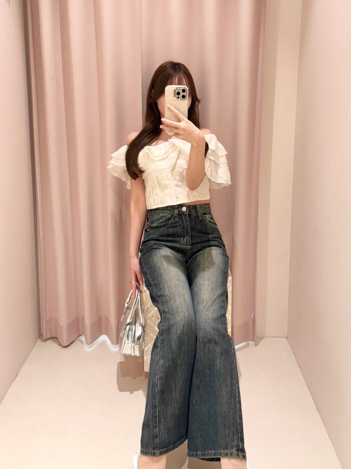off shoulder flower tops