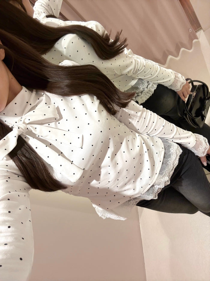 dot mock neck top