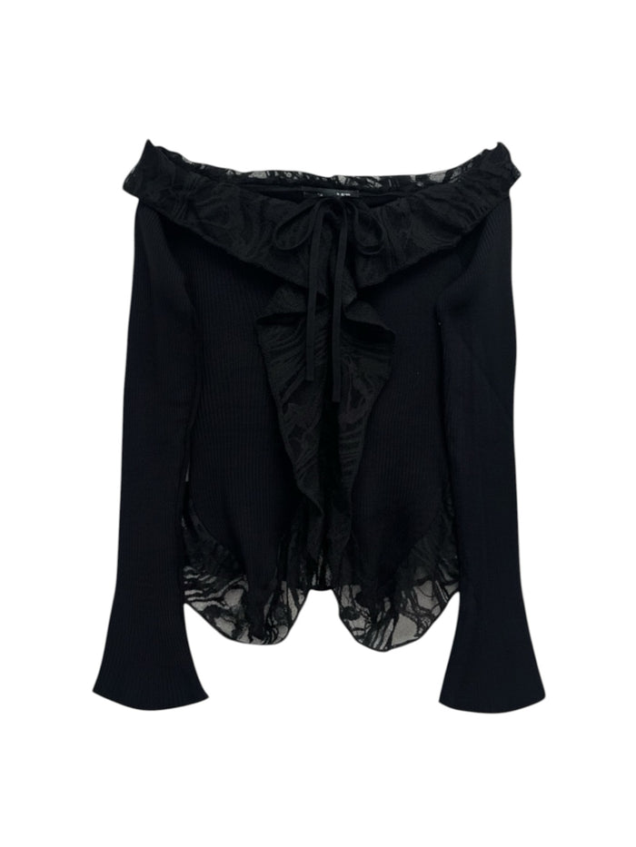 off shoulder lace trim top