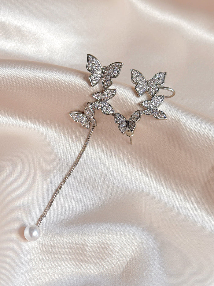 bijou butterfly asymmetry pierce/earring