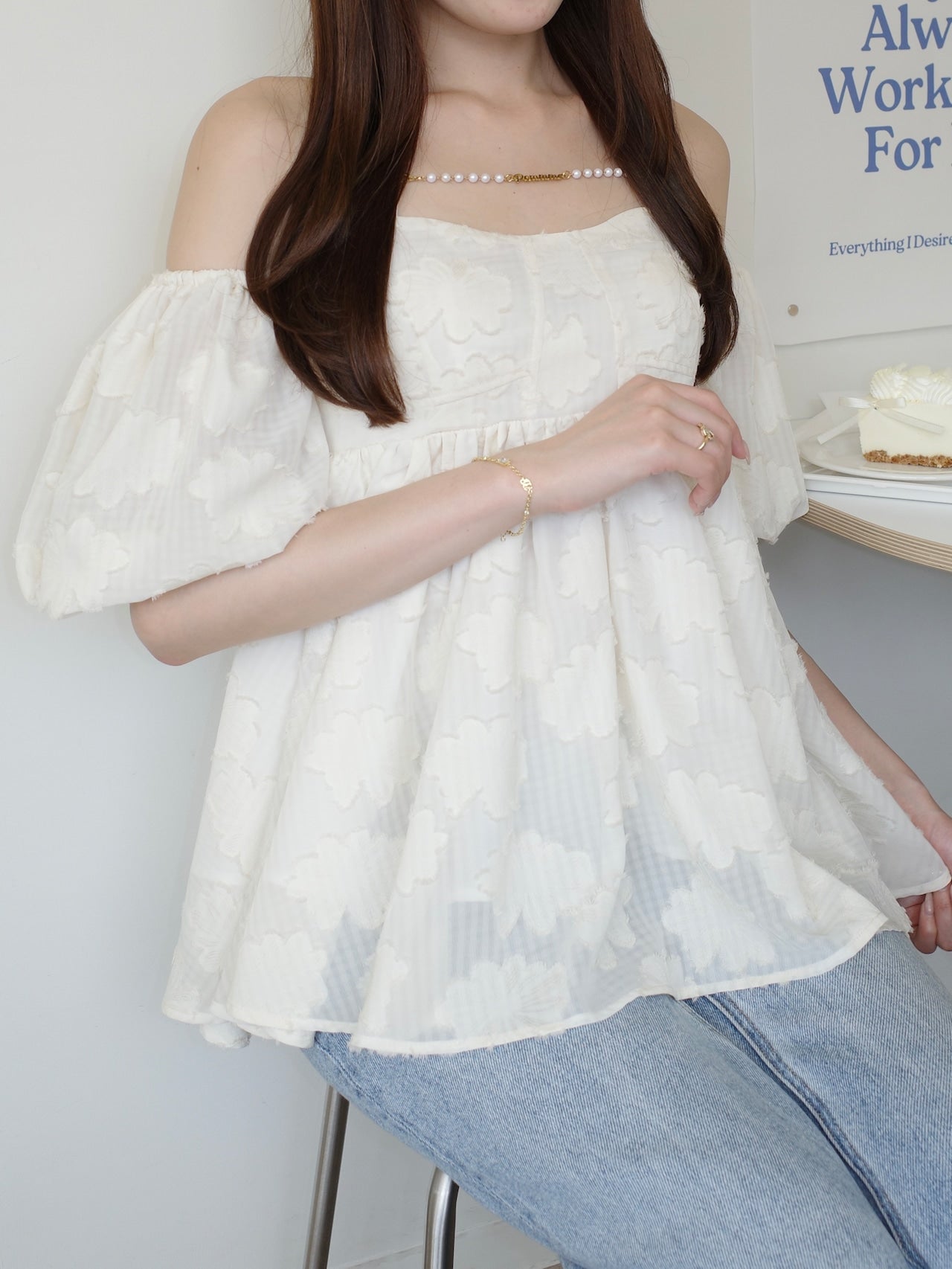 POMME charm jacquard peplum tops – ROUGE by POMME d'amour