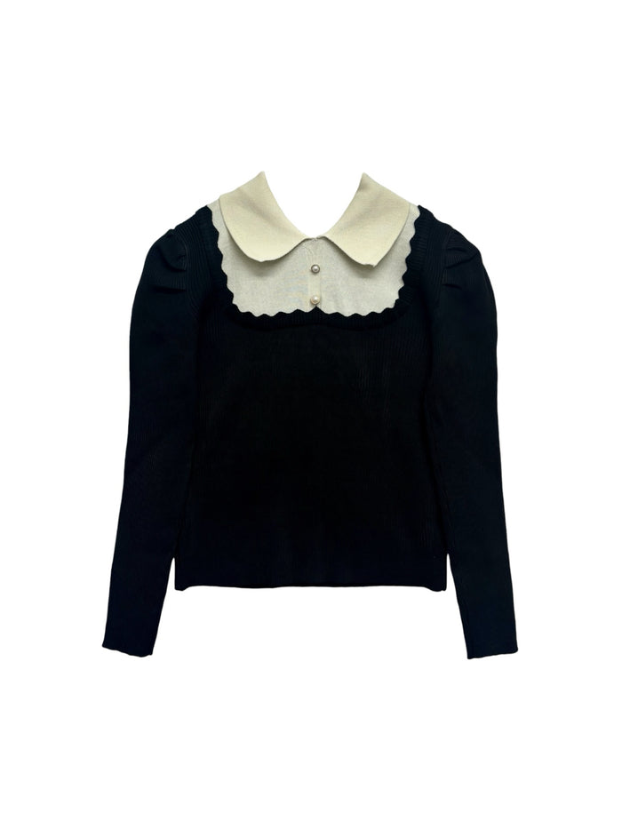 puff sleeve rib knit