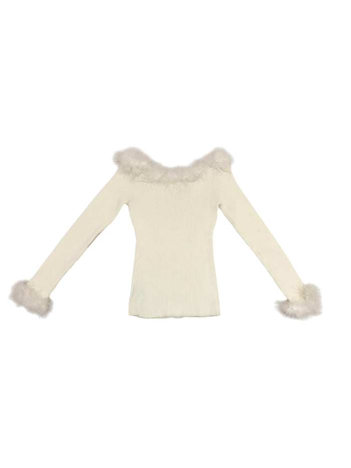 fur off shoulder knit