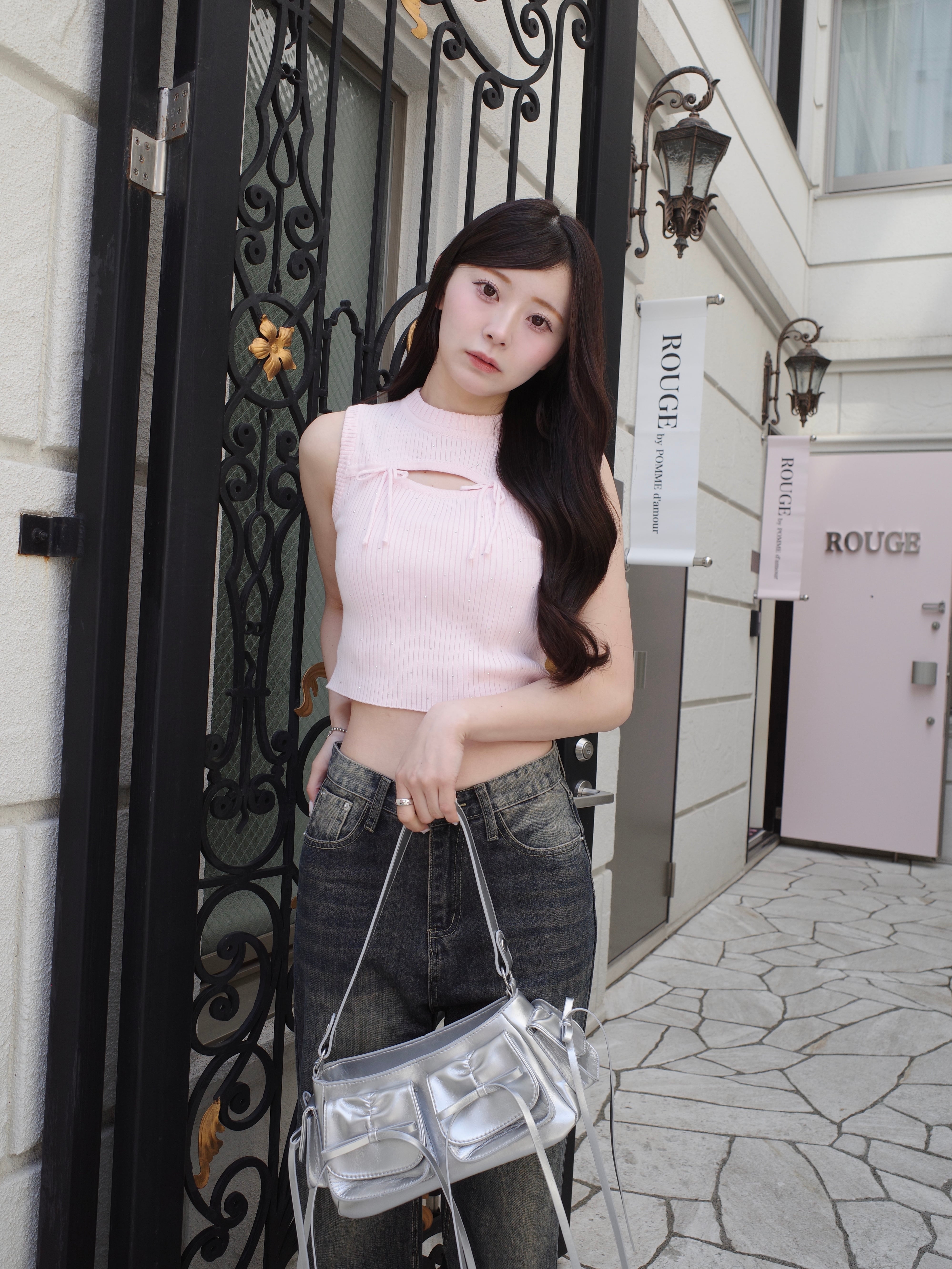 rhinestone sleeveless knit – ROUGE by POMME d'amour