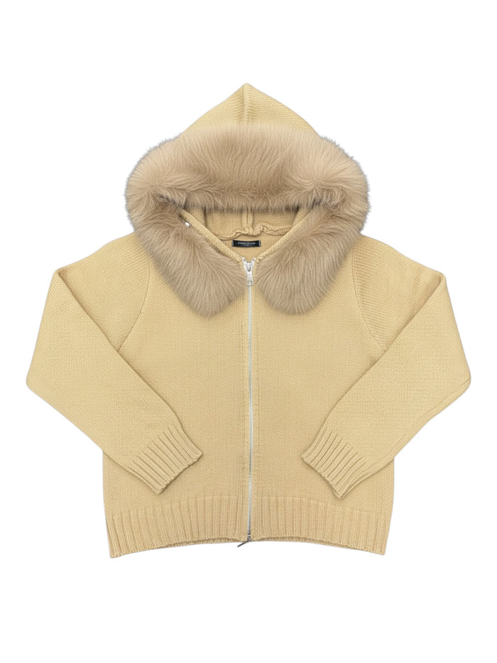 fur knit hoodie