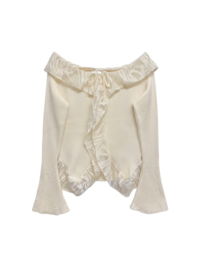 off shoulder lace trim top