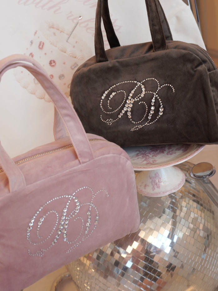 7th velour mini boston bag