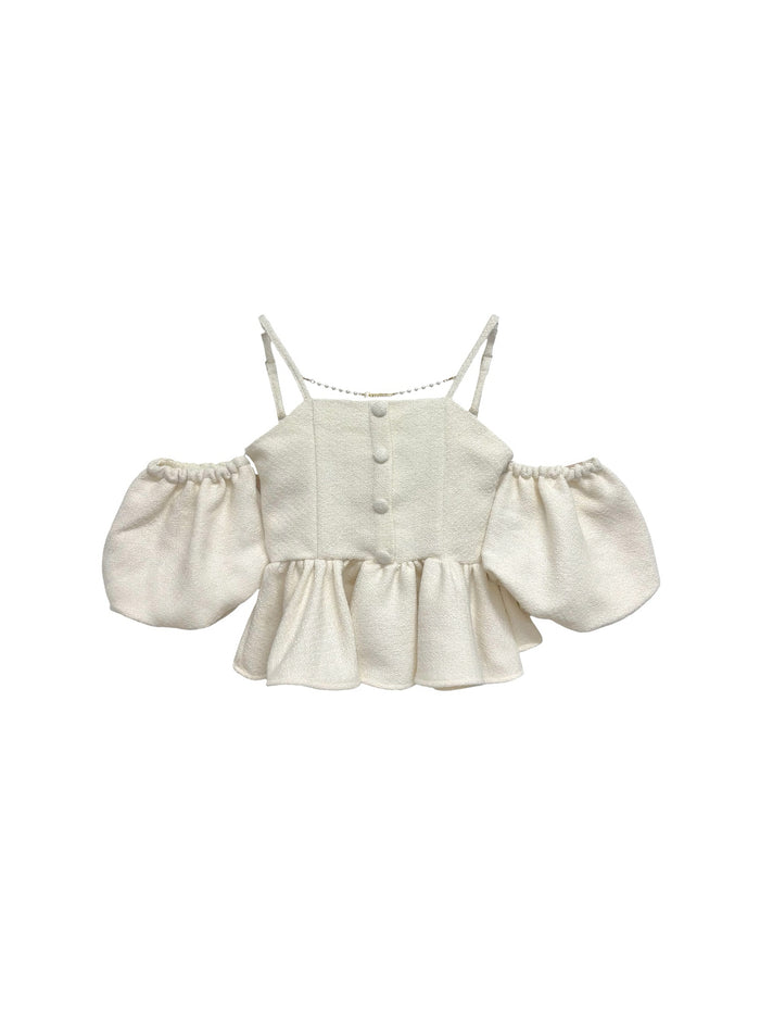 POMME charm peplum tweed top