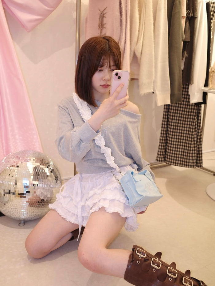 frill shoulder canvas bag