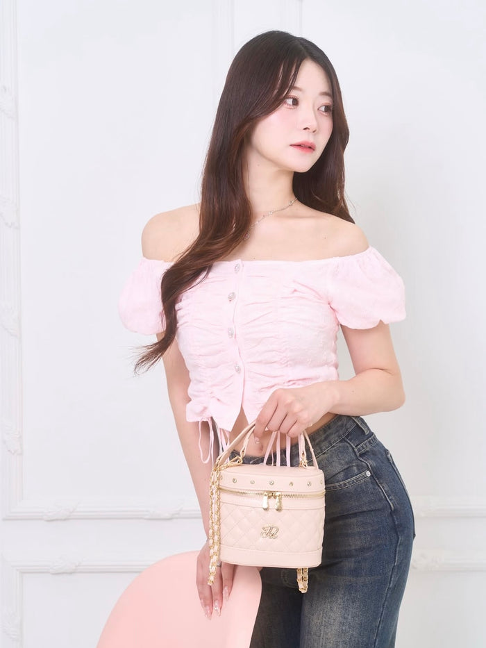 cotton lace gather tops