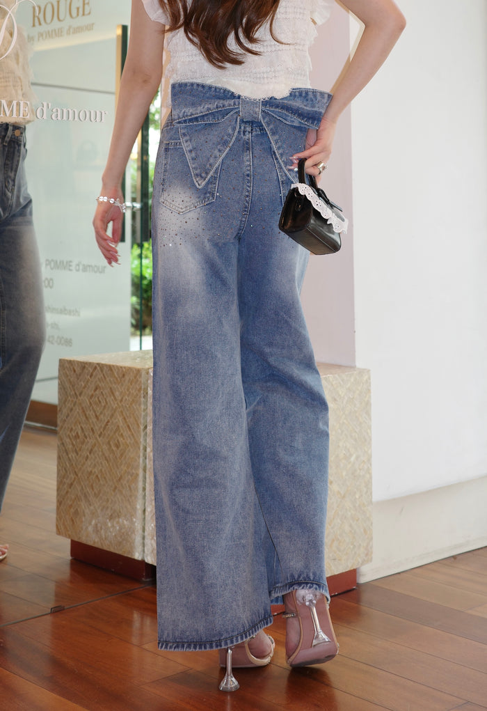 back ribbon bijou denim