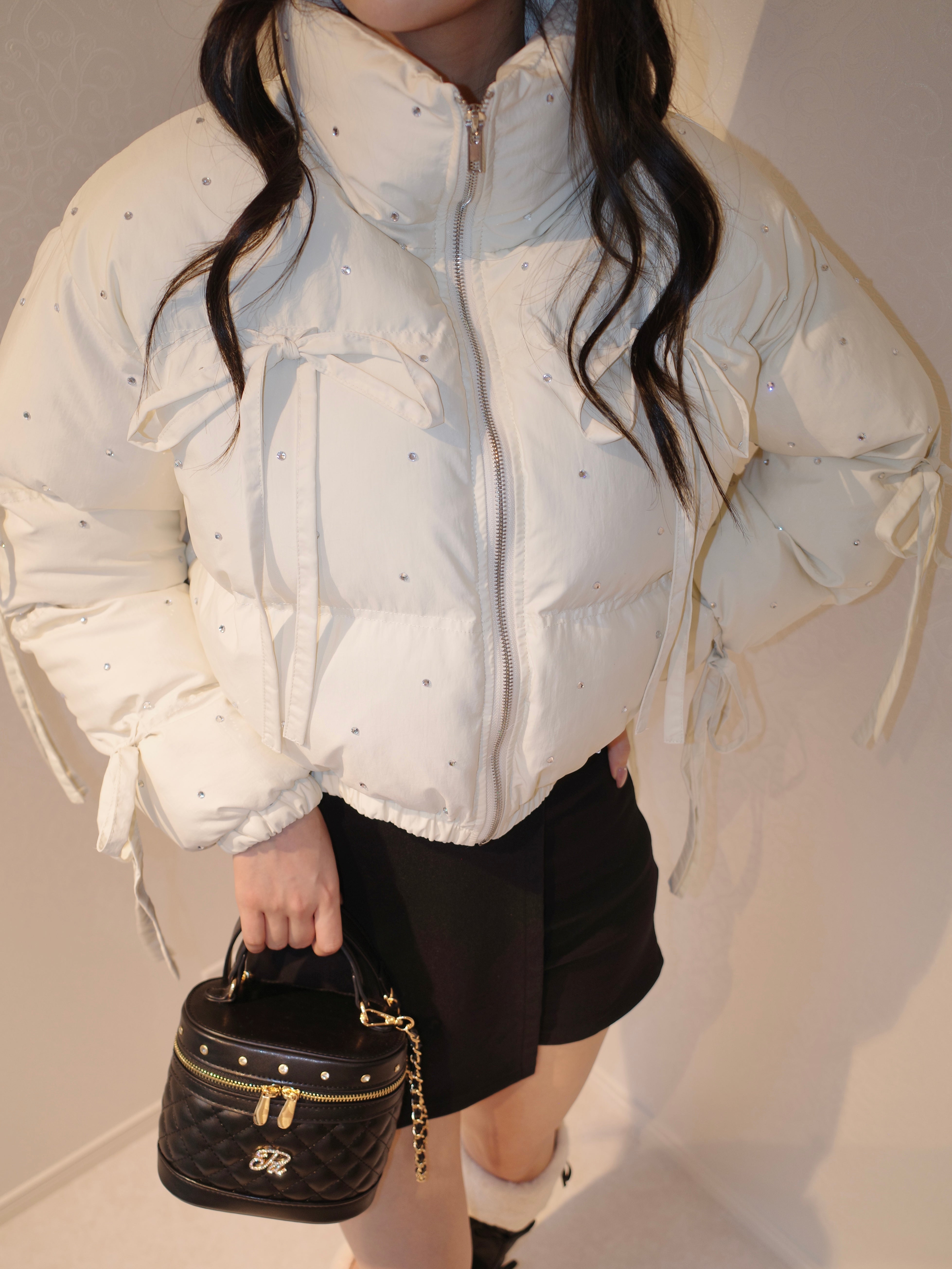 rhinestone ribbon padded jacket – ROUGE by POMME d'amour