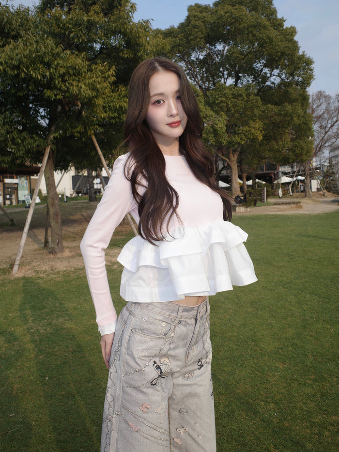 【予約】peplum frill top