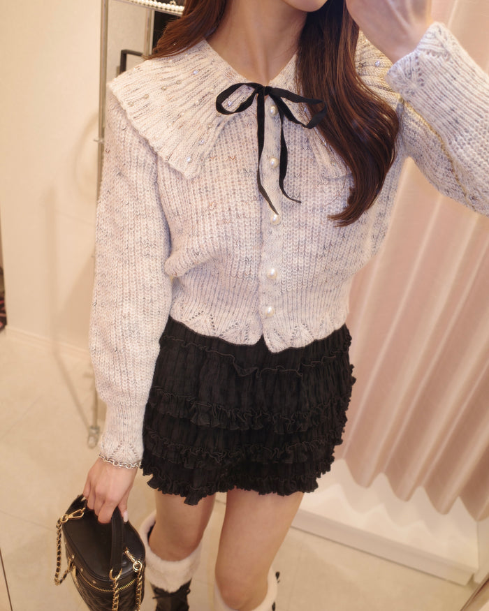 bijou collar ribbon knit