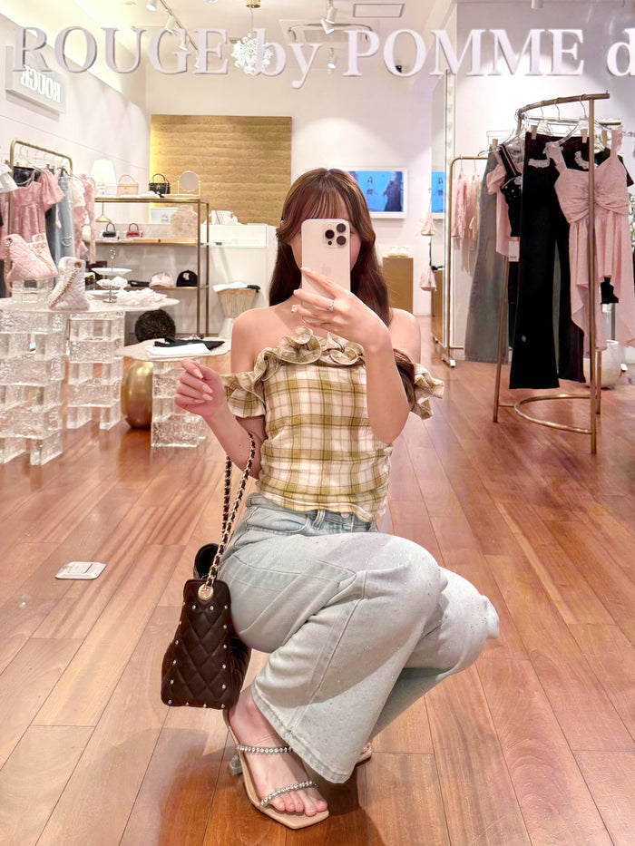 plaid frill top