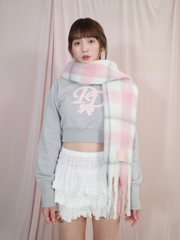 leather tag plaid muffler