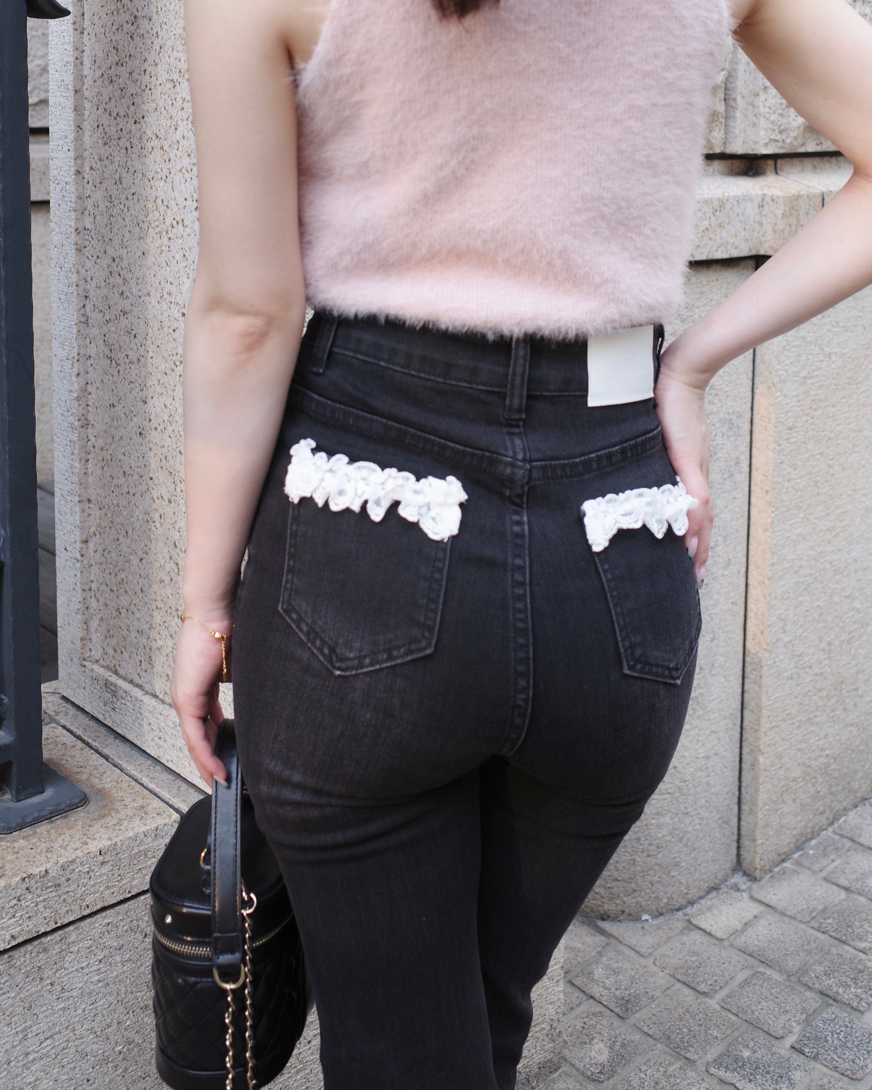 パンツ POMME d'amour stretch flare lace denim stretch flare lace denim – ROUGE by POMME d'amour