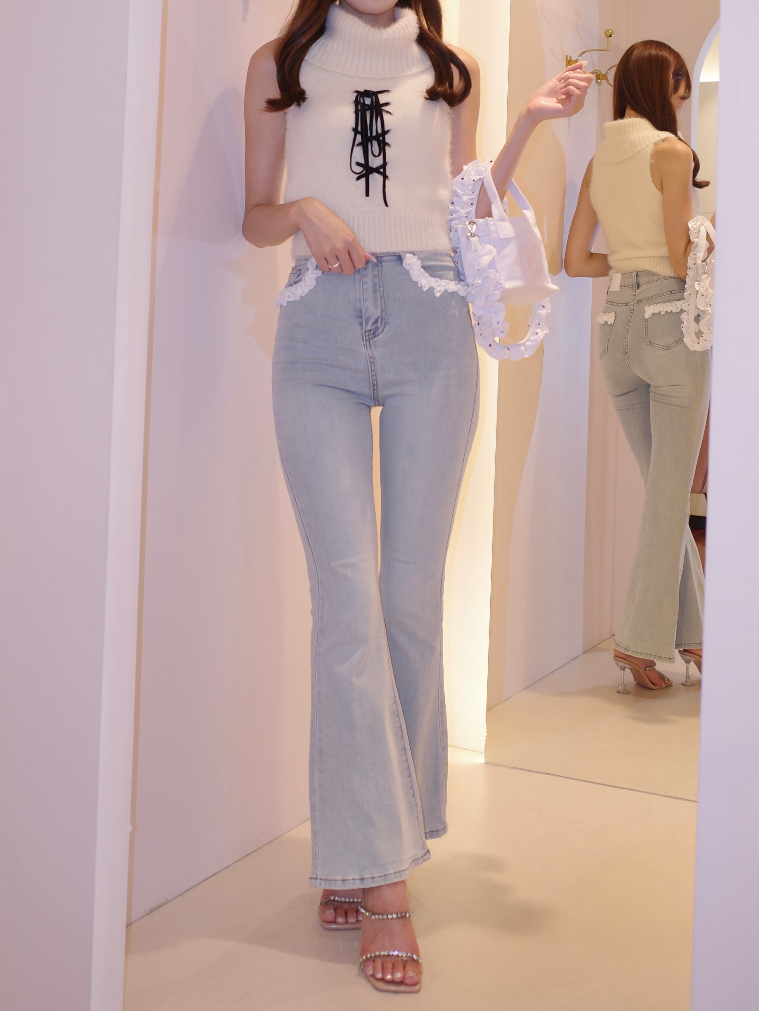 stretch flare lace denim – ROUGE by POMME d'amour