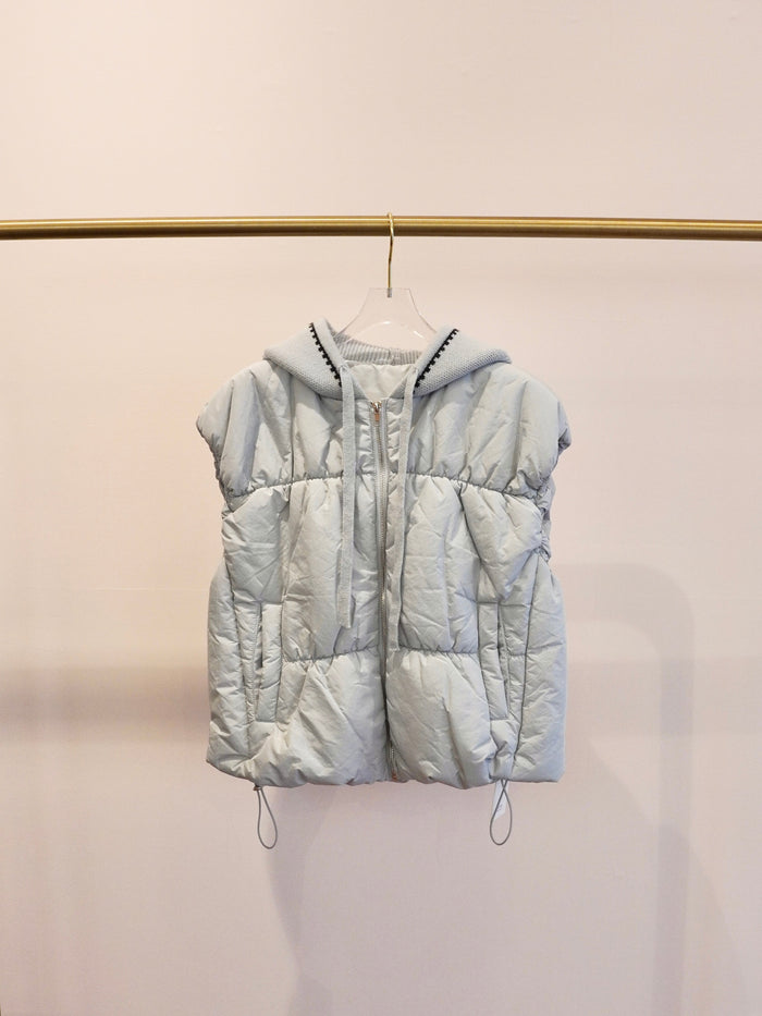knit hoodie padded vest