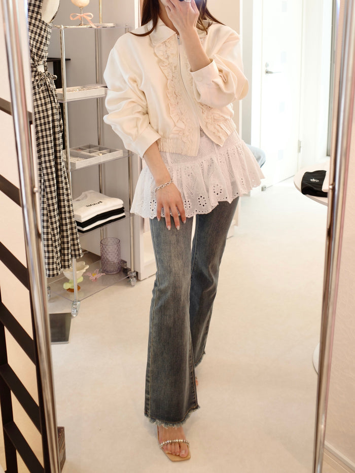 cotton lace mini skirt
