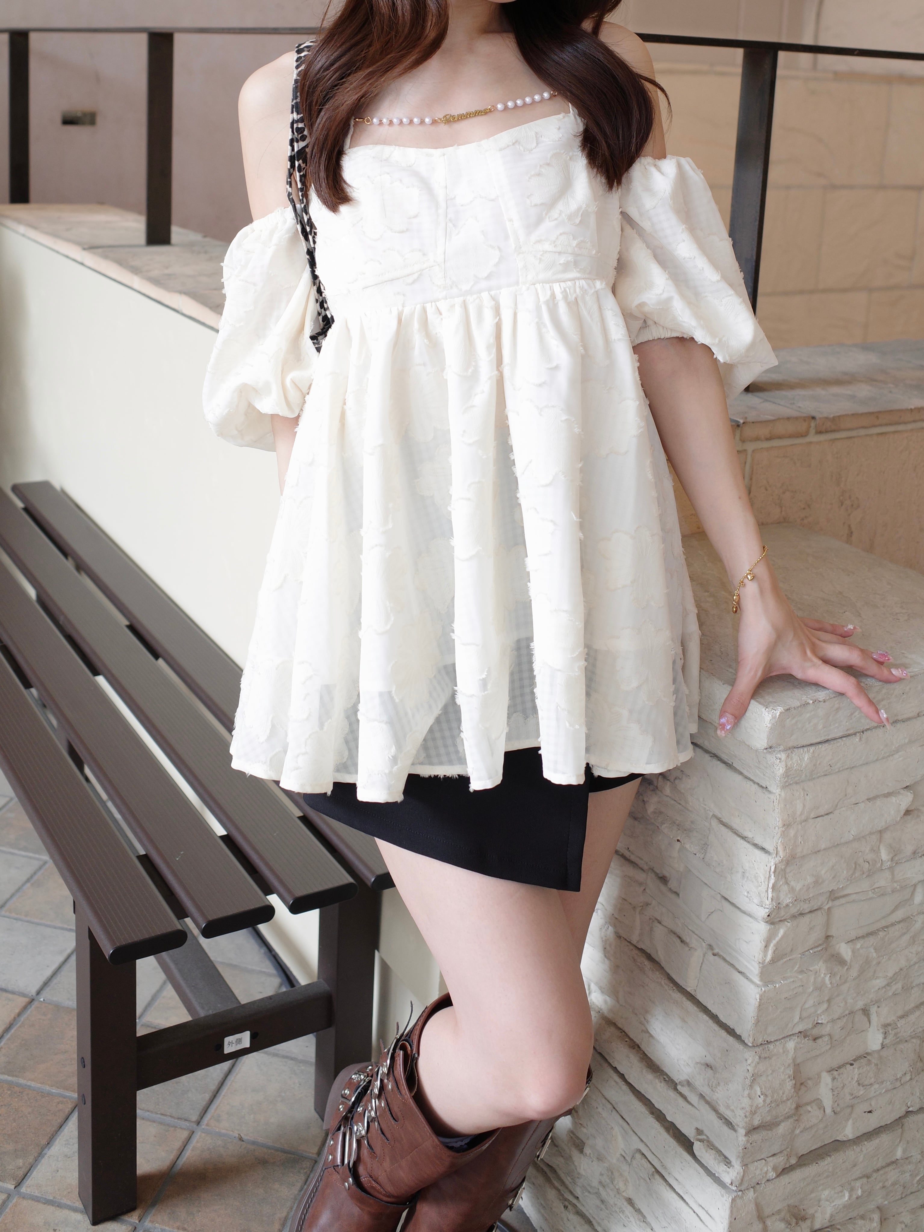 POMME charm jacquard peplum tops – ROUGE by POMME d'amour