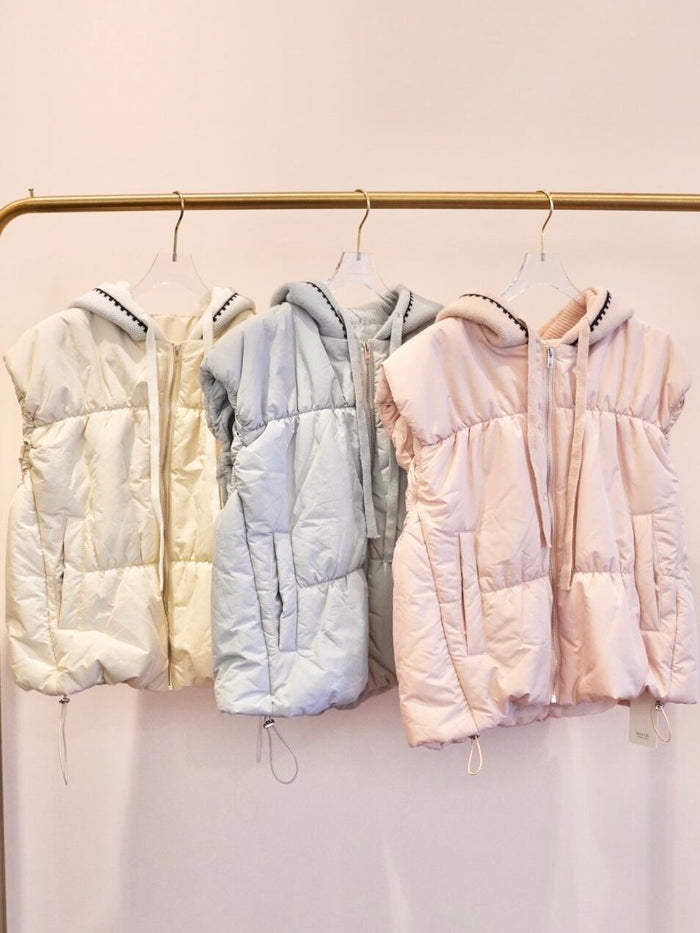 knit hoodie padded vest