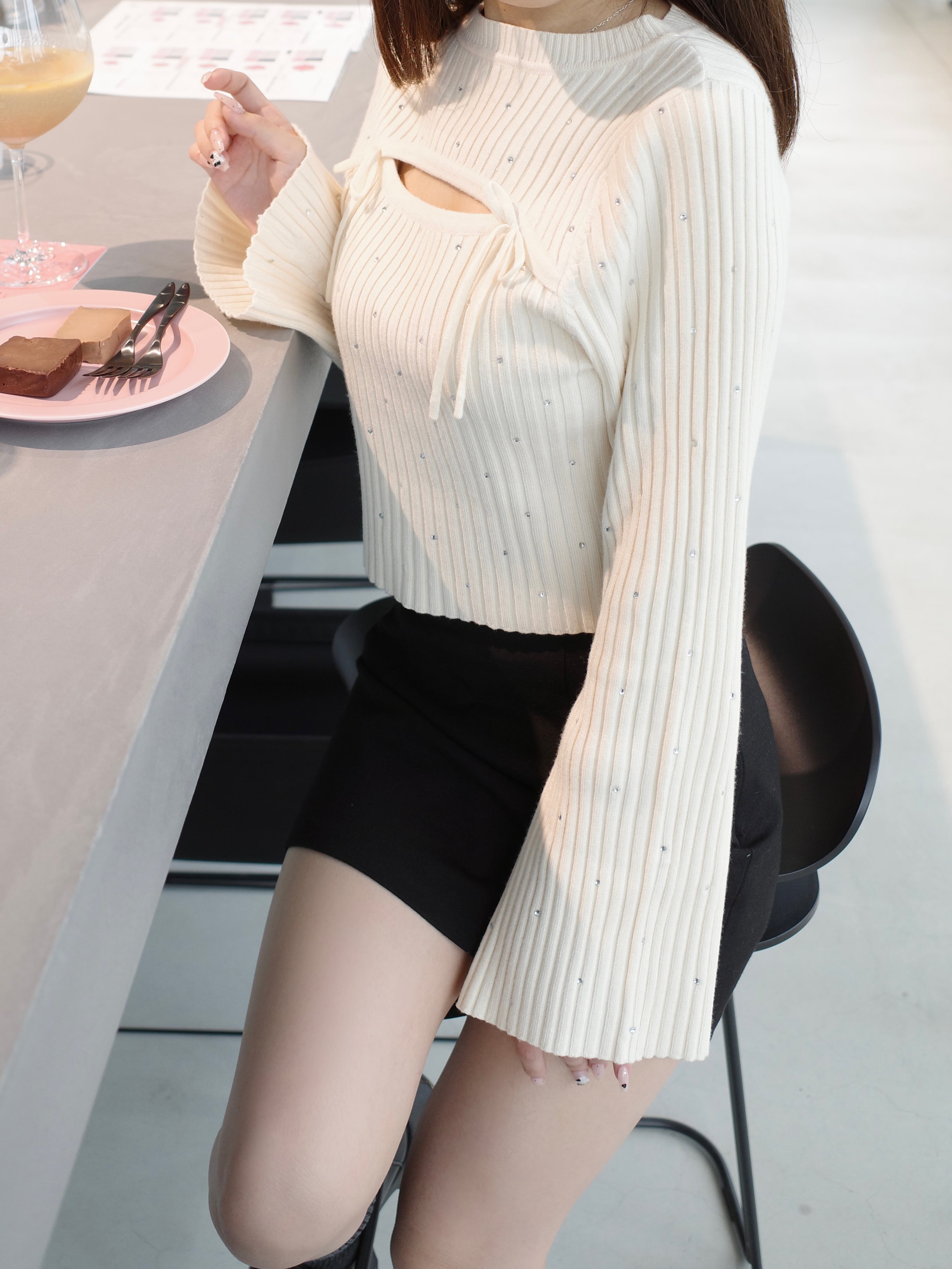 rhinestone flare sleeve knit – ROUGE by POMME d'amour