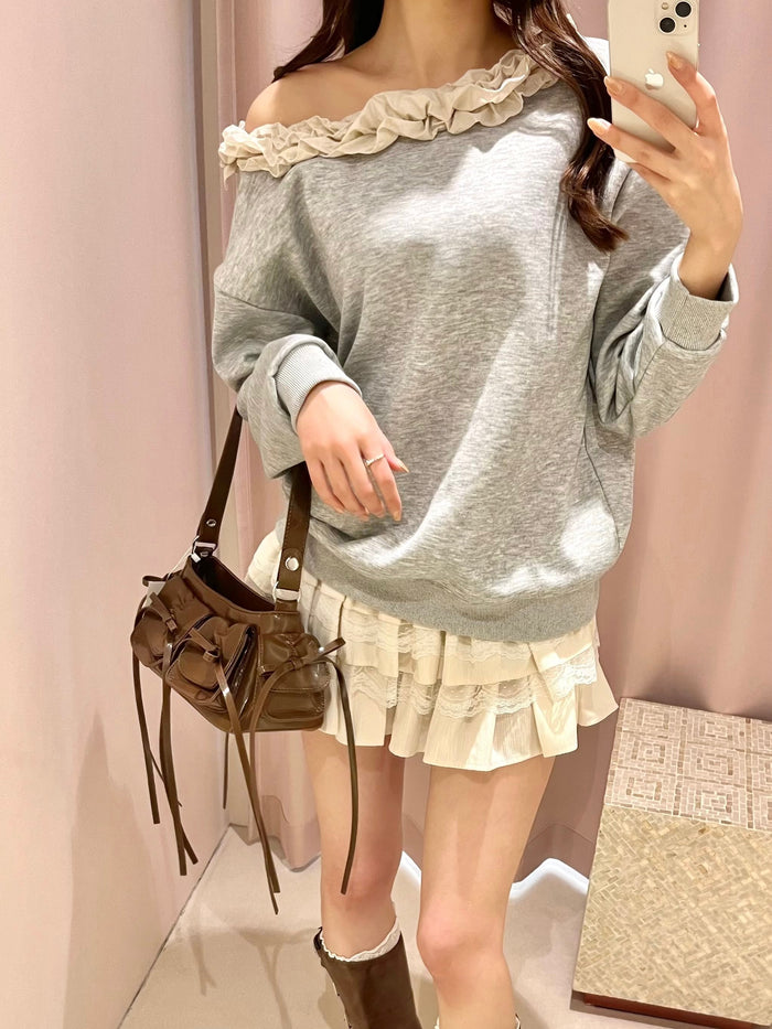 frill one shoulder sweat