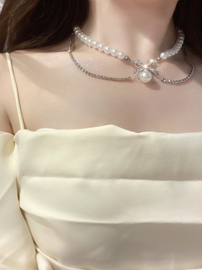 pearl bijou ribbon choker