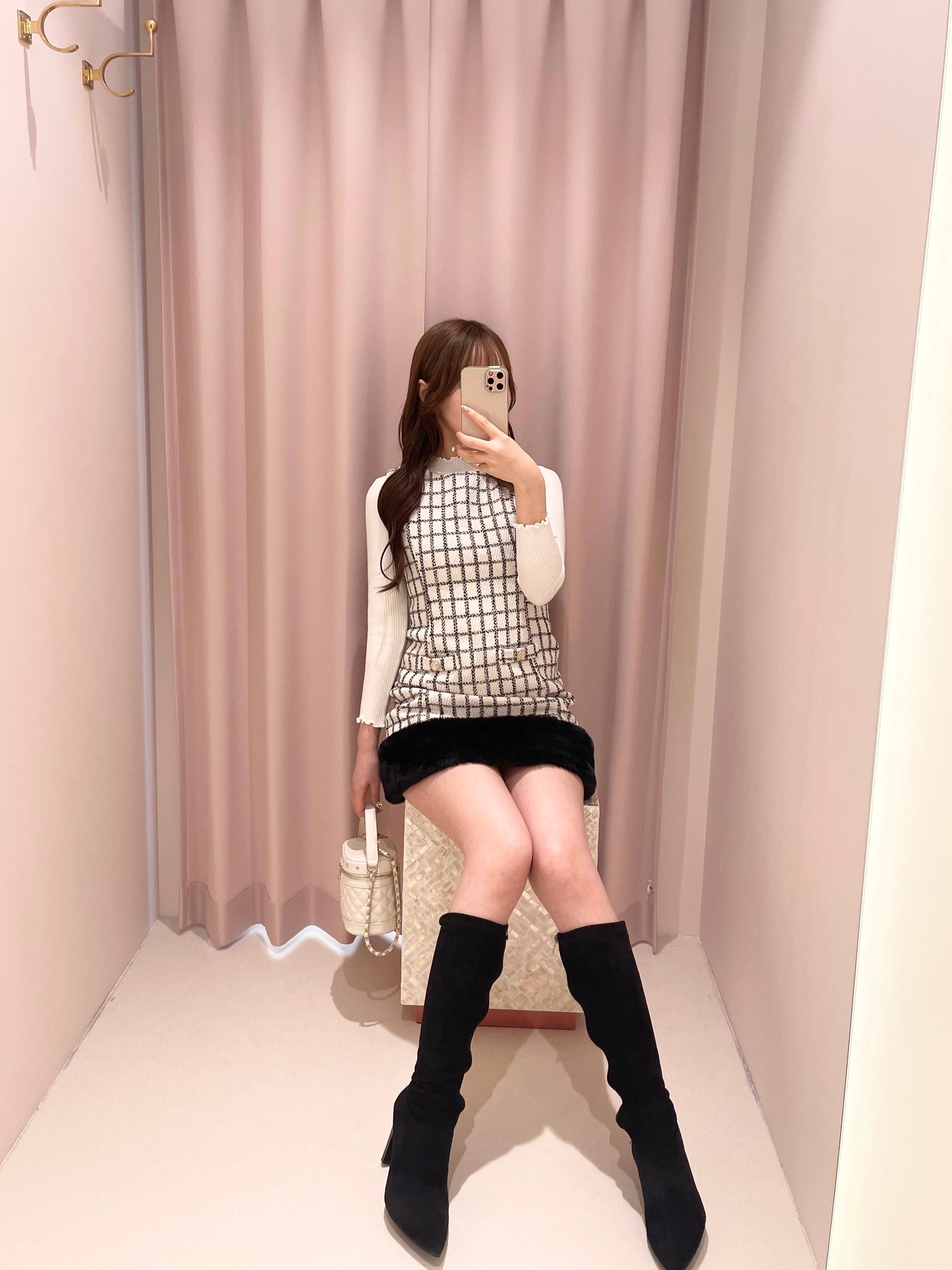 tweed fur onepiece – ROUGE by POMME d'amour