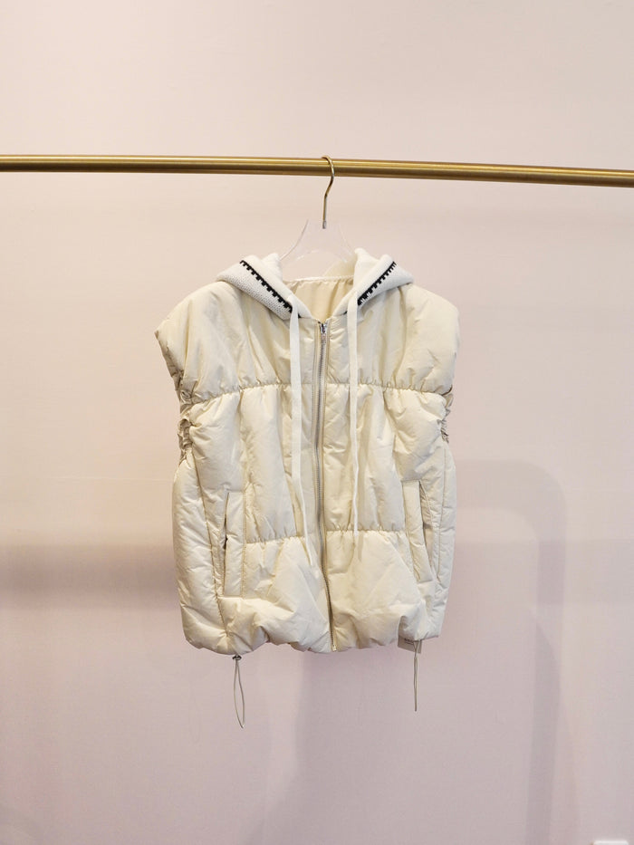 knit hoodie padded vest