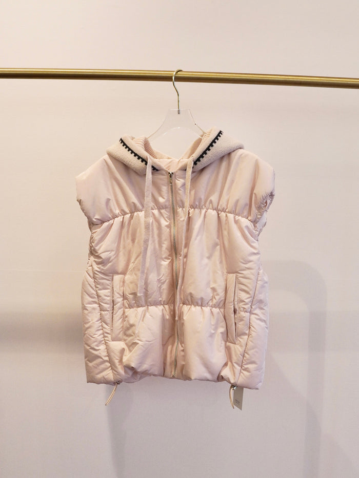 knit hoodie padded vest