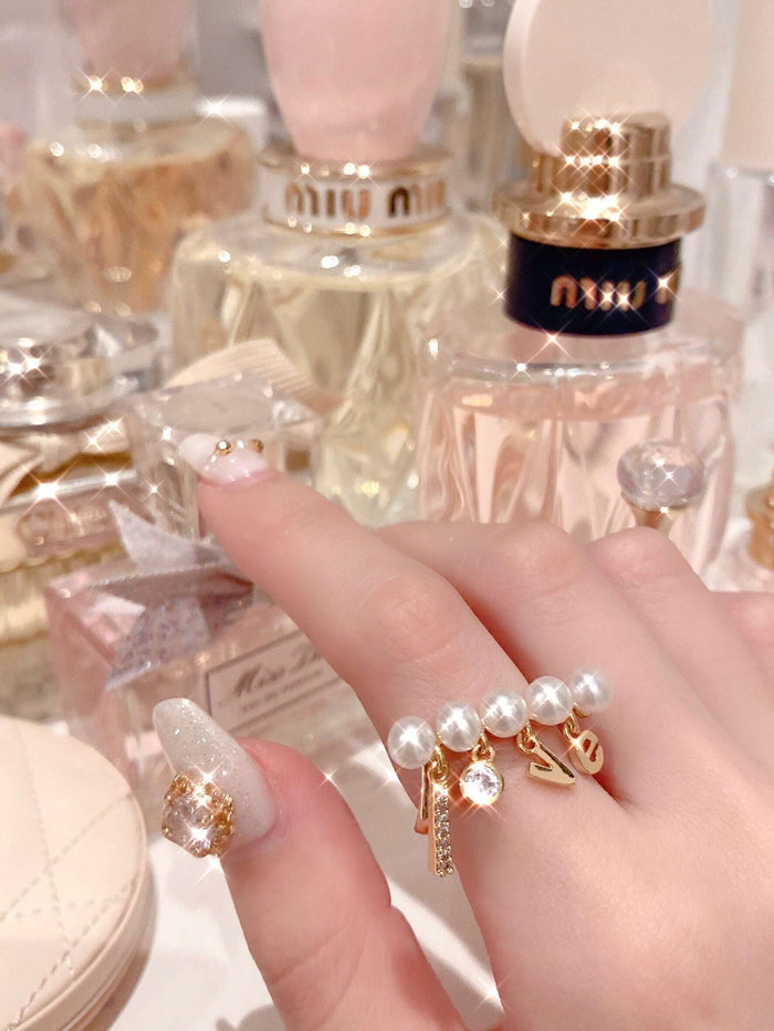 love charm pearl ring